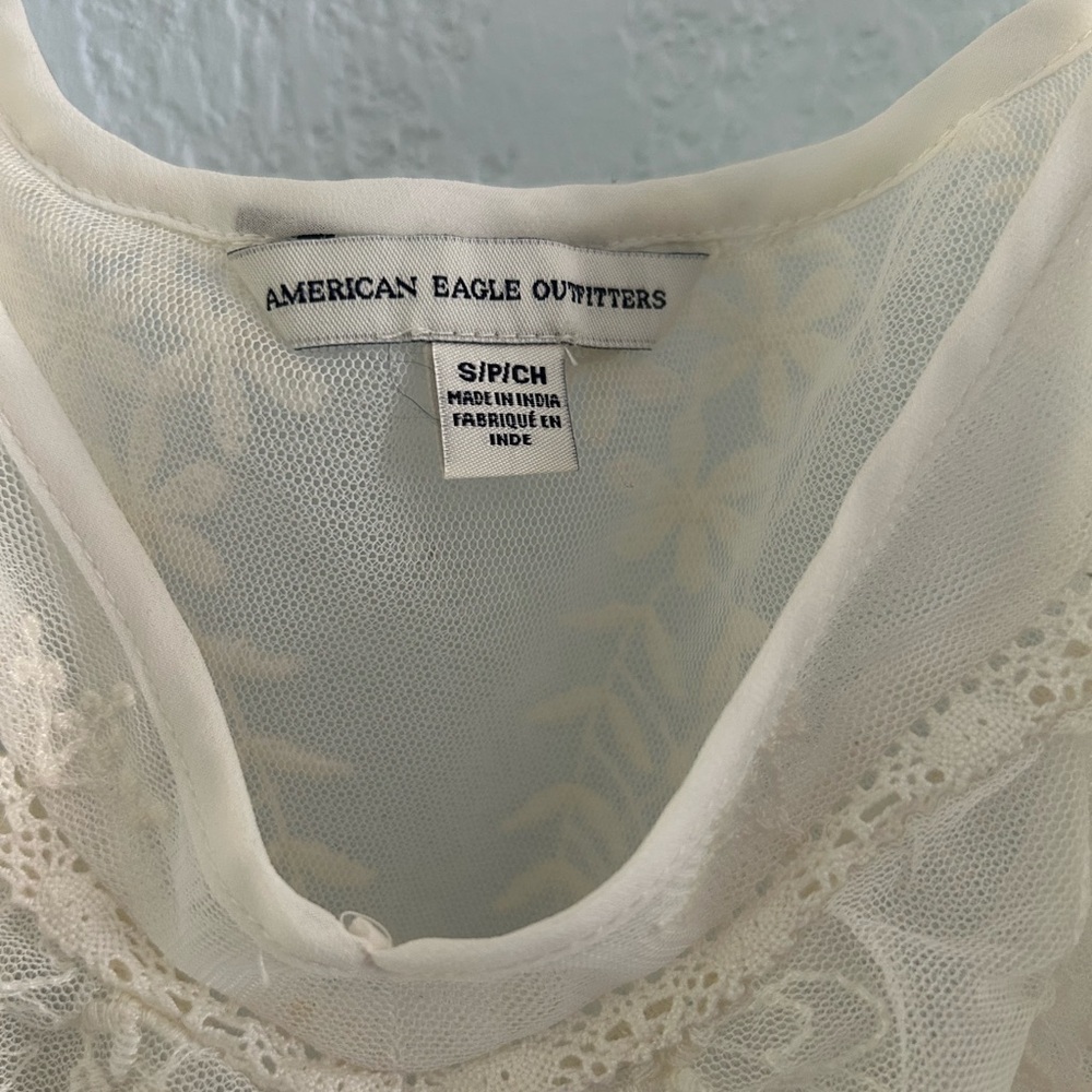American Eagle Outfitters Cream Sheer Lace Cami – Boho Vintage Festival Style - Picture 3 of 7